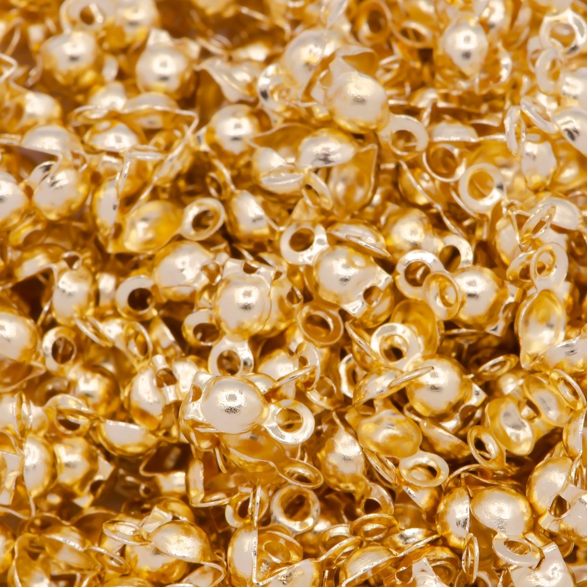 3mm Gold Bead Clamshell Tip Knot Covers Supply L-842 - DLUXCA