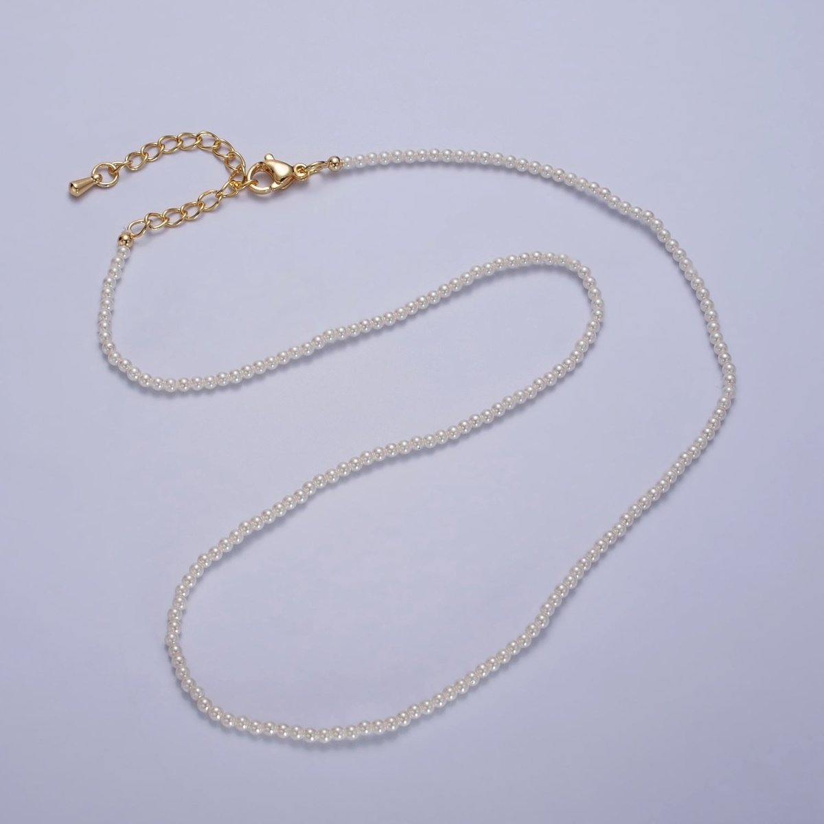 3mm Tiny Pearl Necklace for Women Shell Water Pearl Necklace Handmade White Small Round Pearl Jewelry | WA-1559 Clearance Pricing