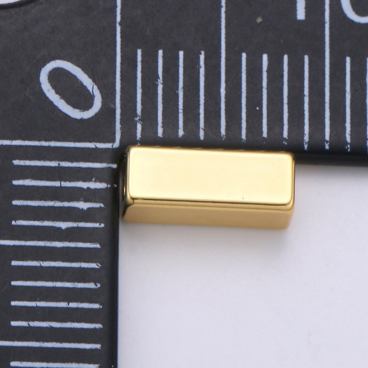 3x9mm 14k Shiny Gold Tube Beads, Rosegold Square Tube Beads, Black Spacer Beads, Silver Solid Tube Bracelet Beads, Gold Findings B-307