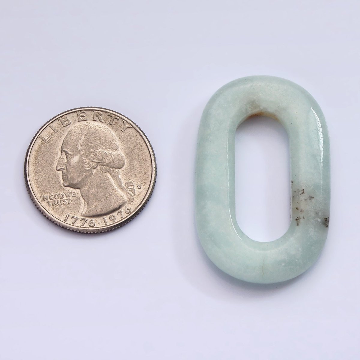 40mm Amazonite Natural Gemstone Open Oblong Rectangular Jewelry Findings | Z-549 - DLUXCA