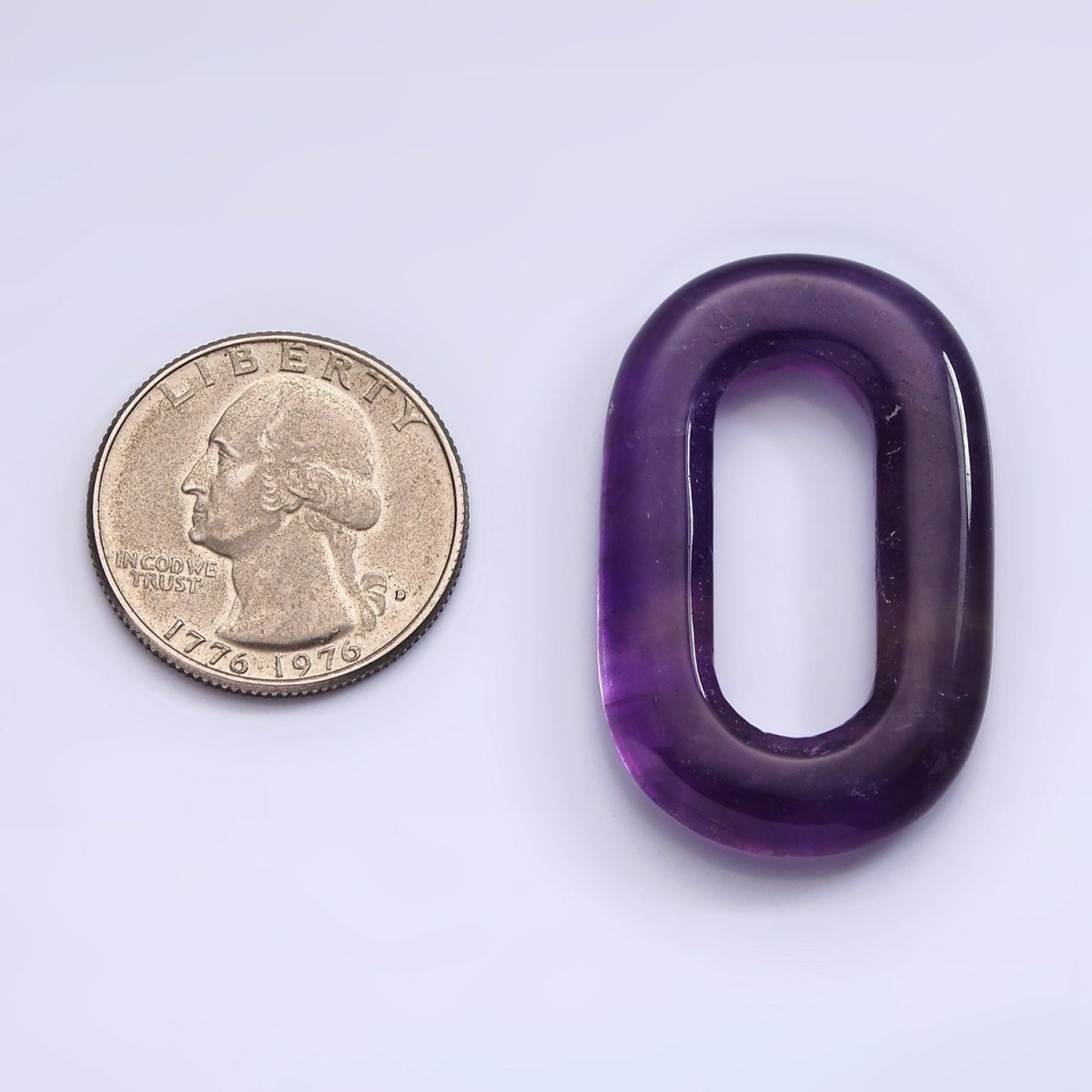 40mm Amethyst Natural Gemstone Open Oblong Rectangular Jewelry Findings | Z-542 - DLUXCA