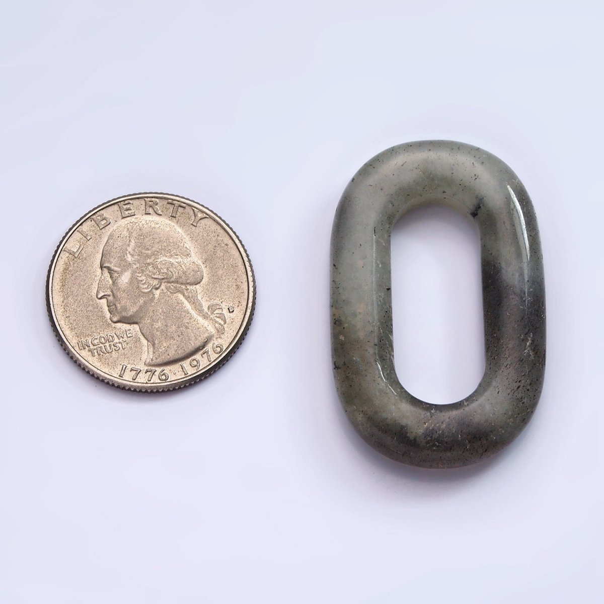 40mm Labradorite Natural Gemstone Open Oblong Rectangular Jewelry Findings | Z-551 - DLUXCA