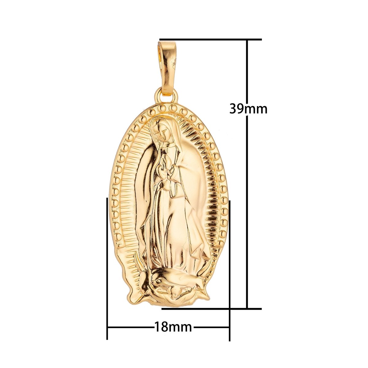 40x18mm Gold filled Virgin Mother Mary Oval Pendant Gold Religious Charm Catholic Rosary Pendants H-705 - DLUXCA