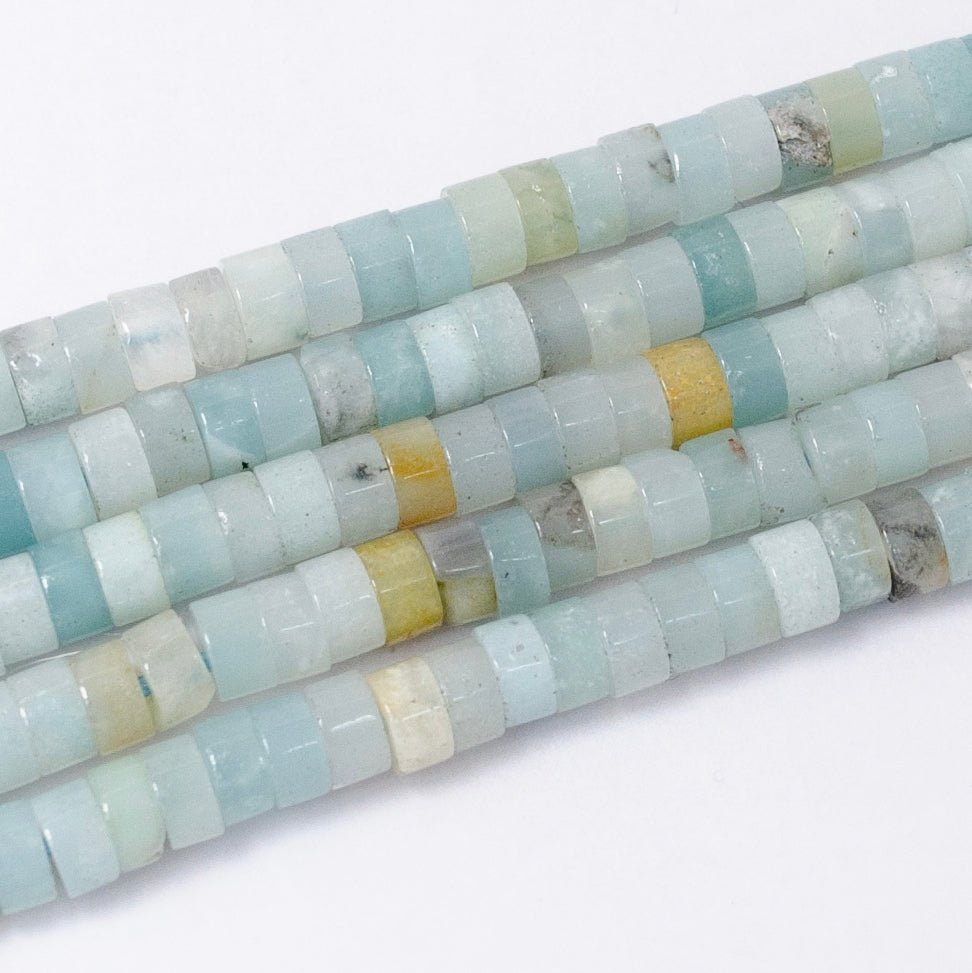 4.4mm Rondelle Natural Gemstone Heishi Bead Strand Findings | WA-2685 ~ WA-2713