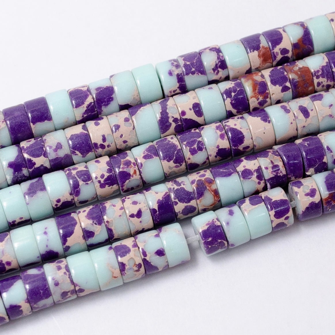 4.4mm Rondelle Natural Gemstone Heishi Bead Strand Findings | WA-2685 ~ WA-2713