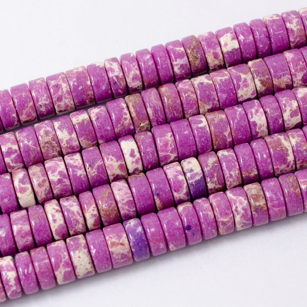 4.4mm Rondelle Natural Gemstone Heishi Bead Strand Findings | WA-2685 ~ WA-2713