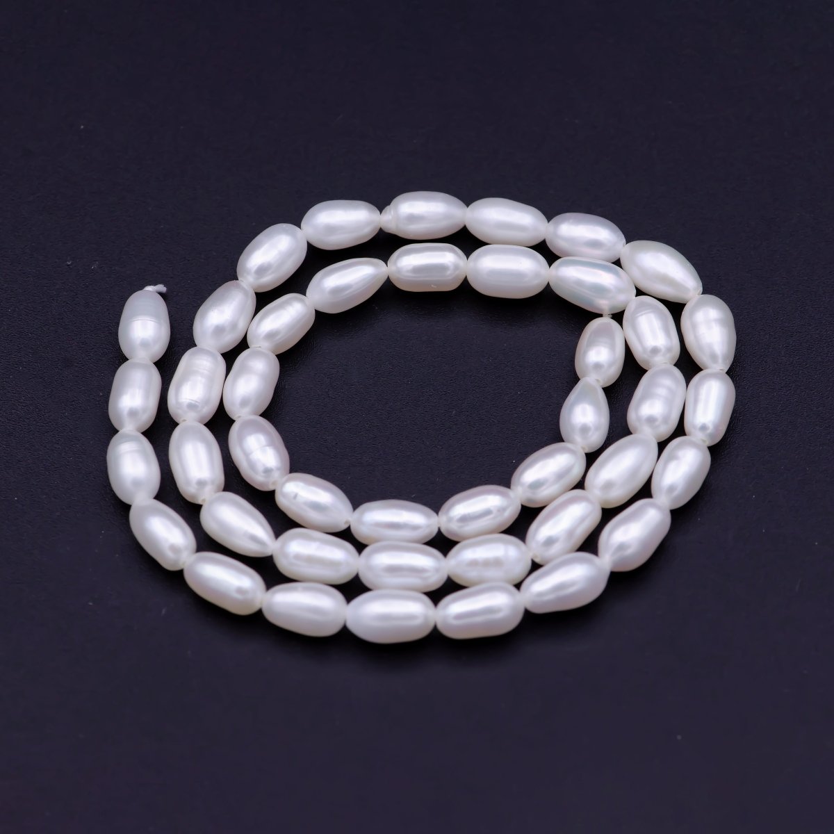 4.5mm - 5mm Natural AAA Oval White Freshwater Pearl Strand Jewelry Making | WA-816 Clearance Pricing - DLUXCA