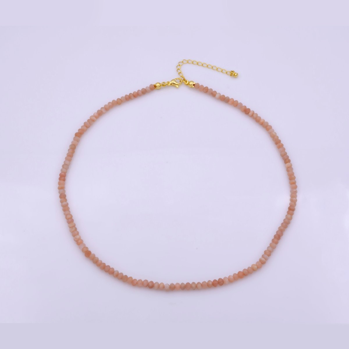 4mm Dainty Watermelon Pink Rose Quartz Natural Gemstone Bead 16.5 Inch Necklace | WA-259 Clearance Pricing