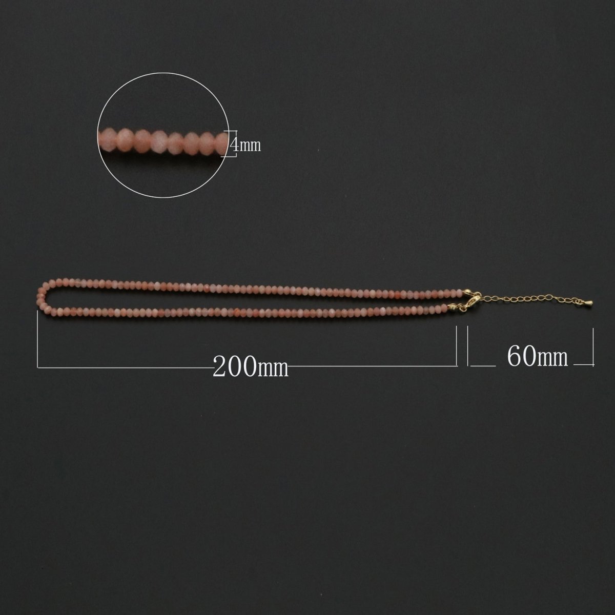 4mm Dainty Watermelon Pink Rose Quartz Natural Gemstone Bead 16.5 Inch Necklace | WA-259 Clearance Pricing