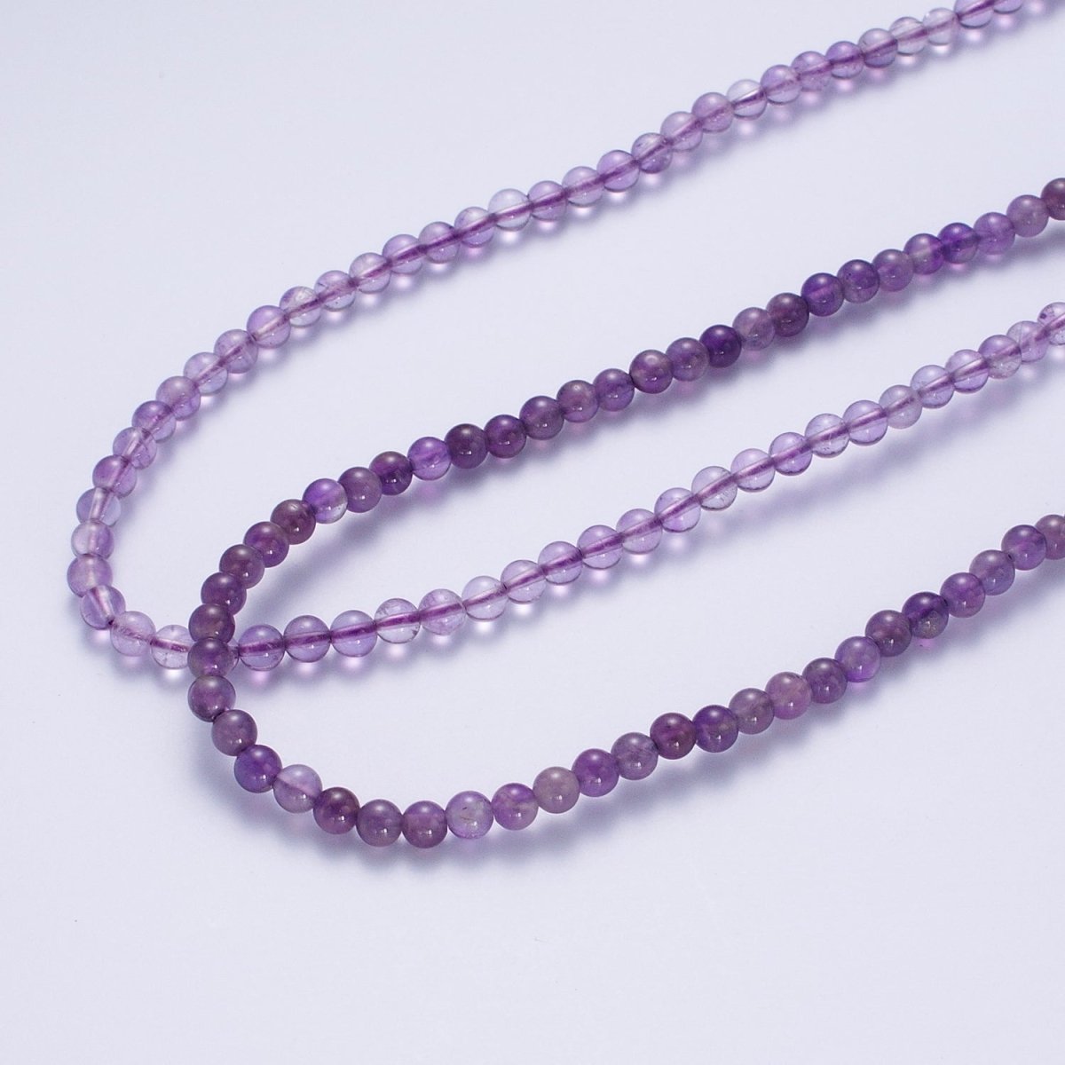 4mm Round Light / Dark Purple Amethyst Gemstone 16.5 Inch Choker Necklace | WA-1184 WA-1193 Clearance Pricing