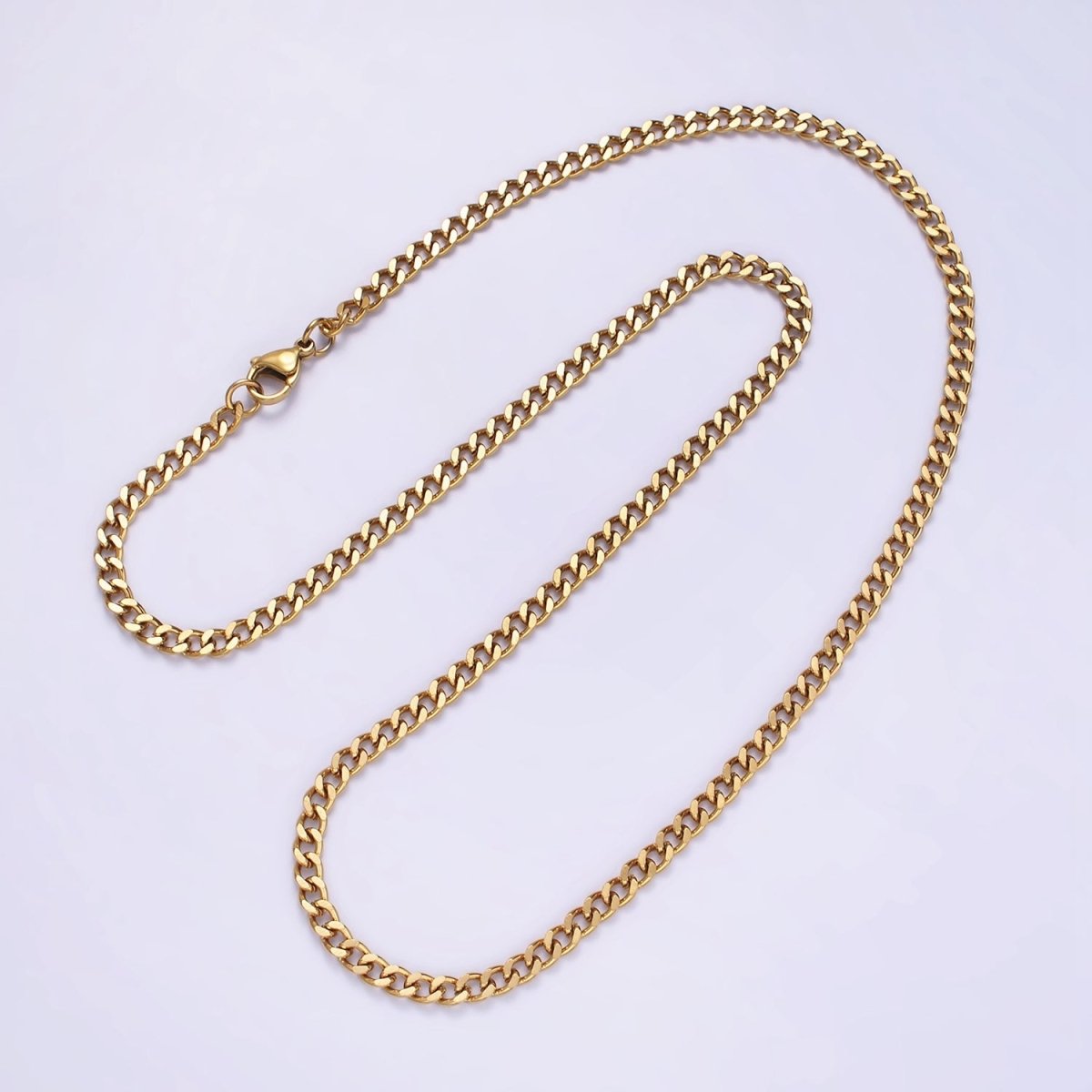 4mm Wide Stainless Steel Chain - 21.6", 23.6" Unisex Silver Cuban Link Chains Necklace | WA-2143 to WA-2146 Clearance Pricing