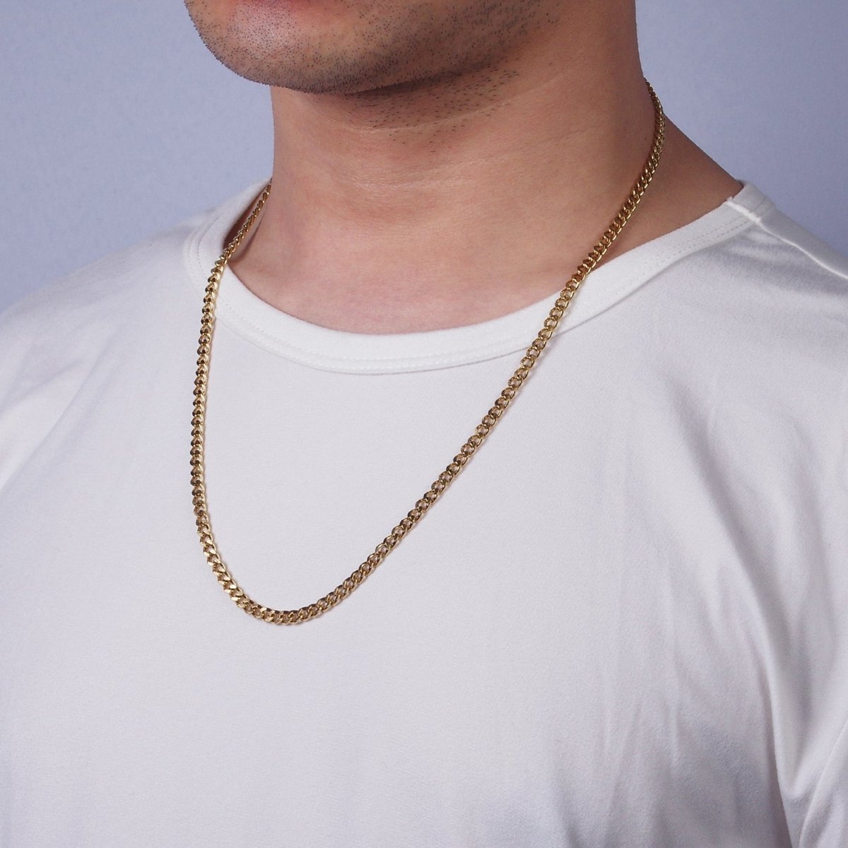 4mm Wide Stainless Steel Chain - 21.6", 23.6" Unisex Silver Cuban Link Chains Necklace | WA-2143 to WA-2146 Clearance Pricing