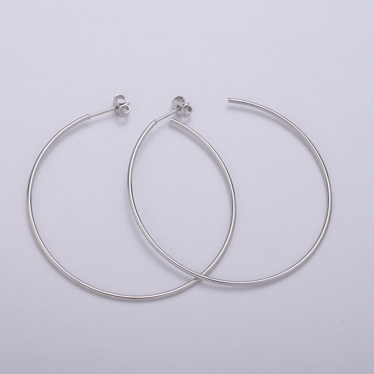 50 mm Simple Light Hoops 24K Gold, Loop Gold Earrings for DIY Earring Craft Supply Jewelry Making, Q-412 Q-413