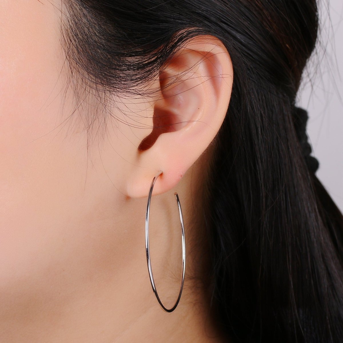 50 mm Simple Light Hoops 24K Gold, Loop Gold Earrings for DIY Earring Craft Supply Jewelry Making, Q-412 Q-413