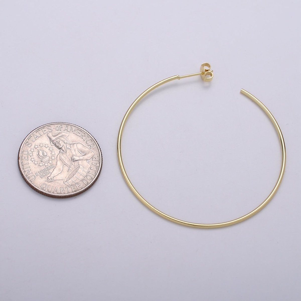50 mm Simple Light Hoops 24K Gold, Loop Gold Earrings for DIY Earring Craft Supply Jewelry Making, Q-412 Q-413