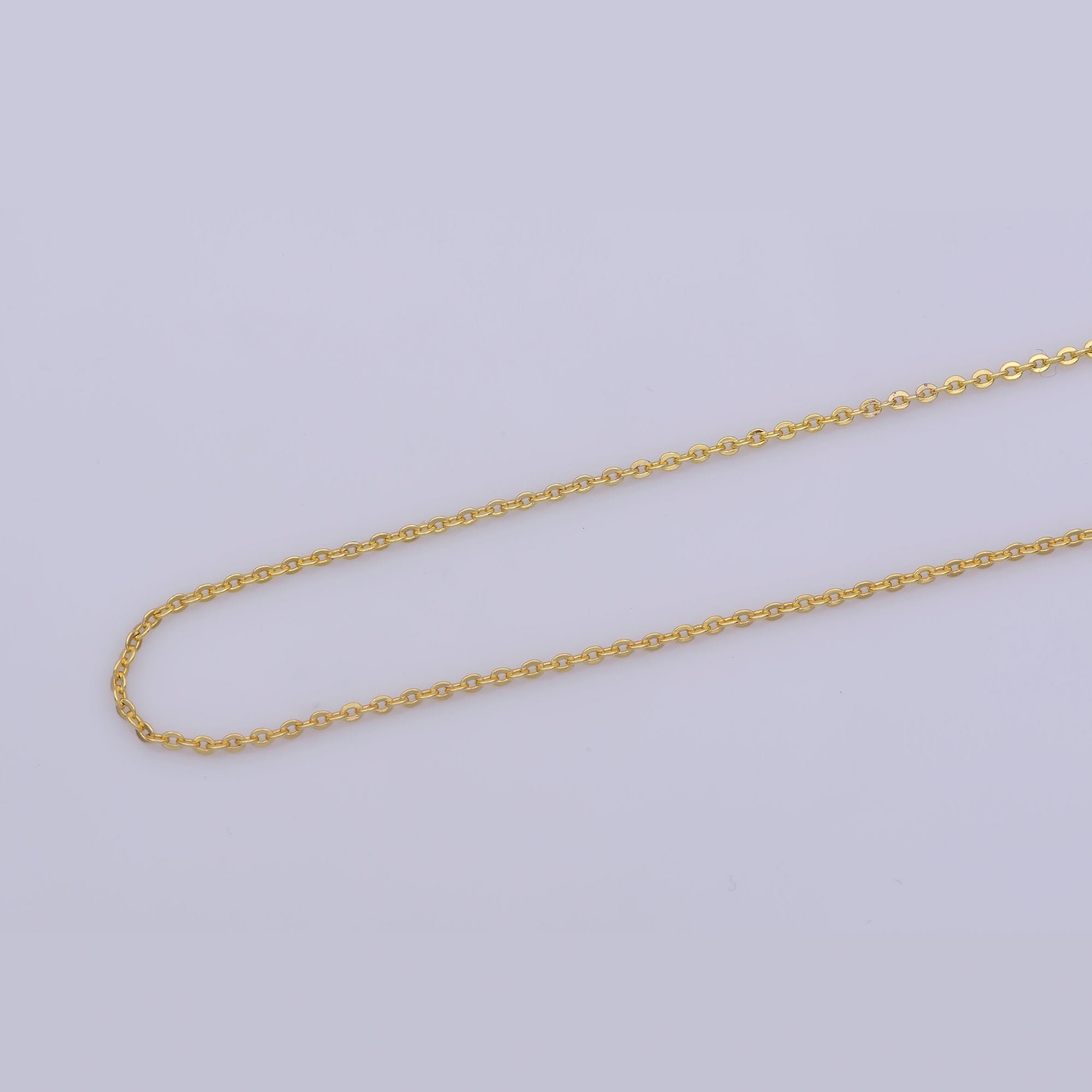 24K Gold Filled 1mm Dainty Cable Rolo 20 Inch Layering Chain Necklace | WA-272 - DLUXCA