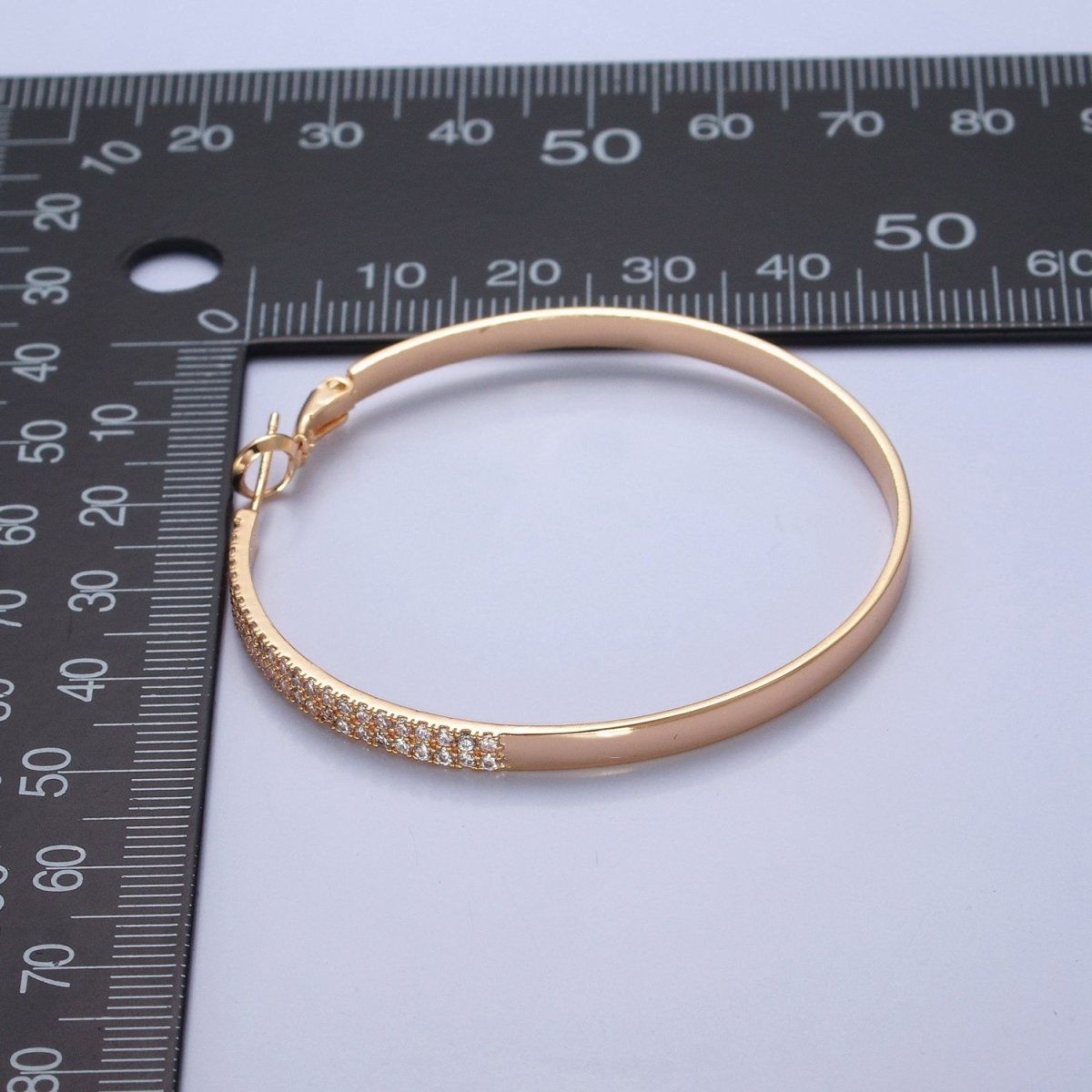 50mm Gold Hoop Earring Micro Pave Big Hoop V-392 - DLUXCA