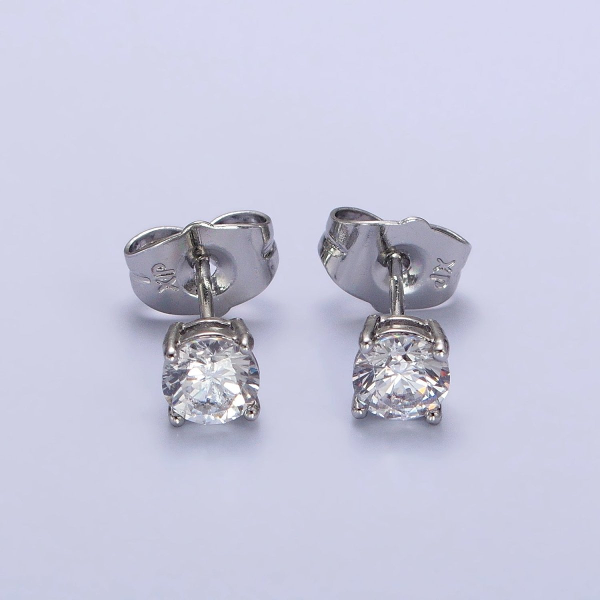 5mm, 7mm, 8mm Clear Round CZ Silver Stud Minimalist Earrings | AB103 AB104 AB105