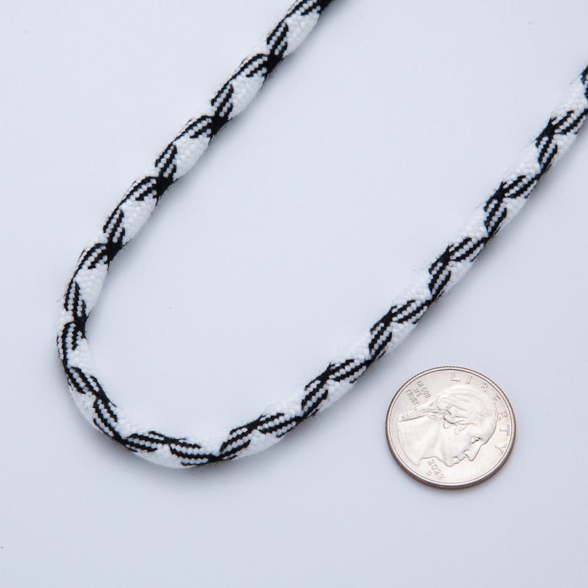 5mm Black - White Braided Summer Sport Cord Necklace Bracelet Finding by Yard | Roll - 1633 - DLUXCA