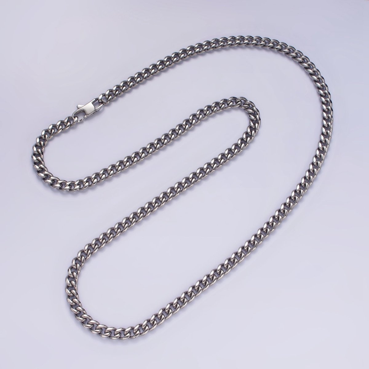 5mm Curb Chain Necklaces 21.6" or 23.6 " Chain , Lobster Clasp in Silver , Gold - Wholesale Stainless Steel Chains | WA2139 to WA2142 Clearance Pricing