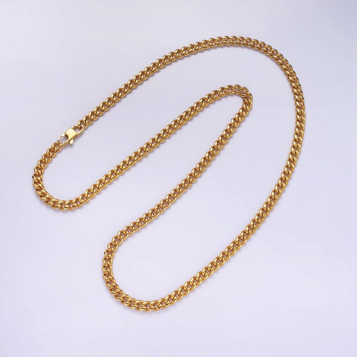5mm Curb Chain Necklaces 21.6" or 23.6 " Chain , Lobster Clasp in Silver , Gold - Wholesale Stainless Steel Chains | WA2139 to WA2142 Clearance Pricing