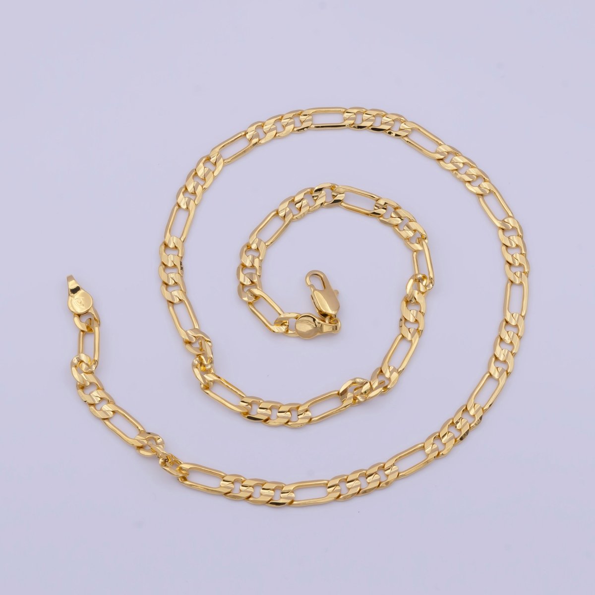 5mm Figaro Chain Necklace Women in Gold Chunky Gold Necklace Figaro Link Chain Necklace Unisex Jewelry | WA-1120 Clearance Pricing - DLUXCA