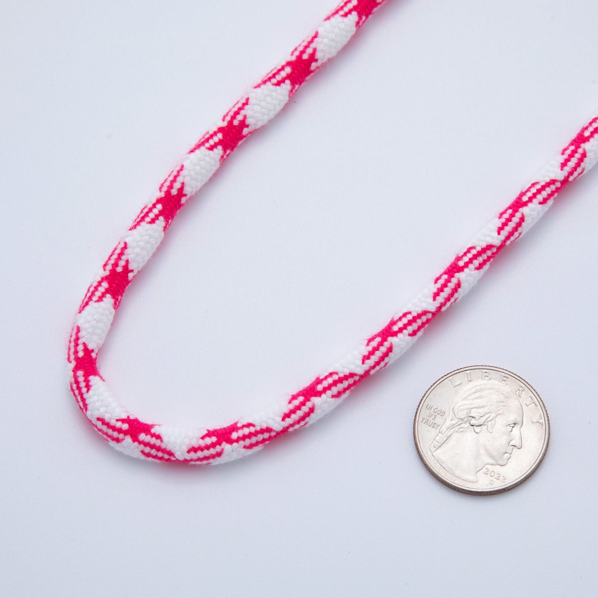 5mm Fuchsia - White Braided Summer Sport Cord Necklace Bracelet Finding by Yard | Roll - 1625 - DLUXCA