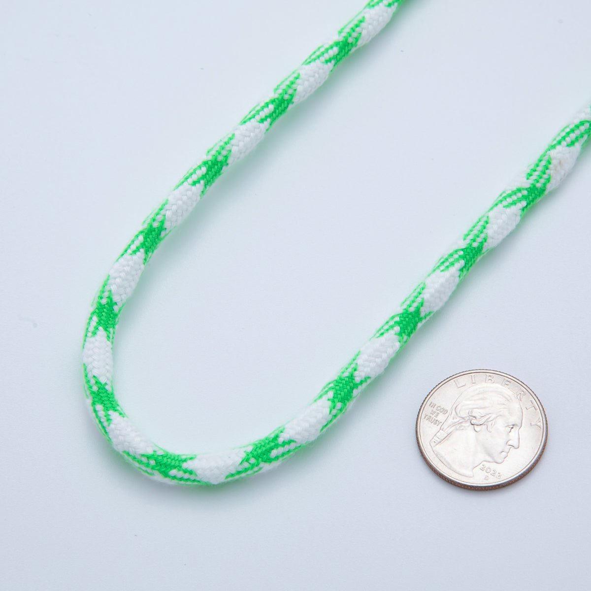 5mm Green - White Braided Summer Sport Cord Necklace Bracelet Finding by Yard | Roll - 1631 - DLUXCA