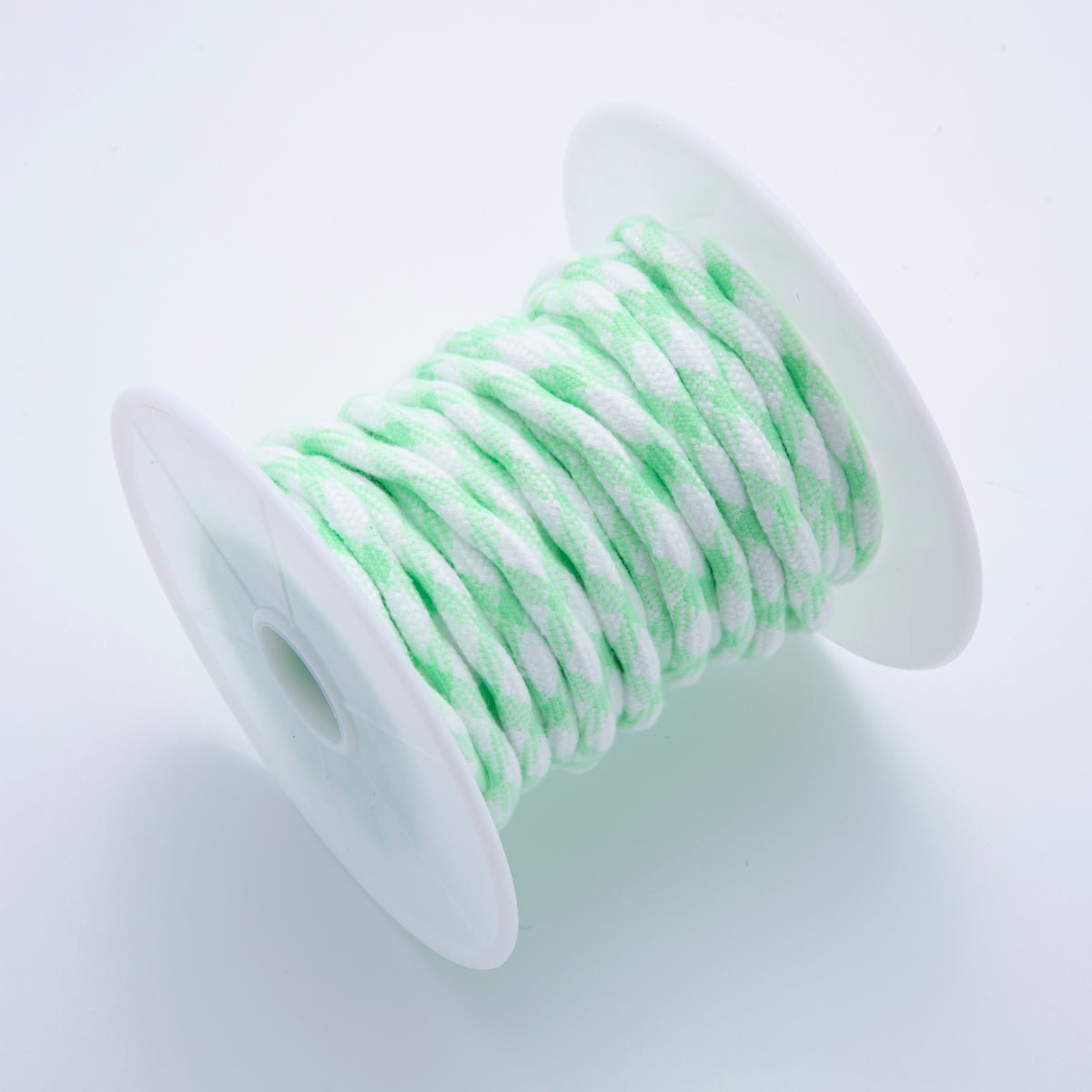 5mm Light Green - White Braided Summer Sport Cord Necklace Bracelet Finding by Yard | Roll - 1630 - DLUXCA