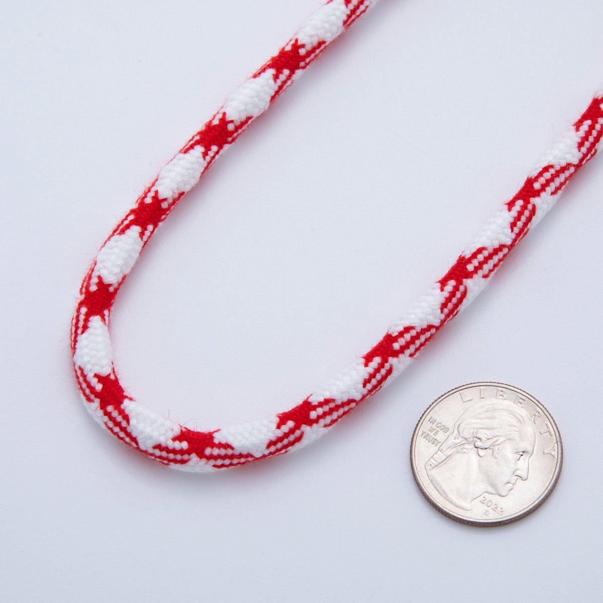 5mm Red - White Braided Summer Sport Cord Necklace Bracelet Finding by Yard | Roll - 1628 - DLUXCA