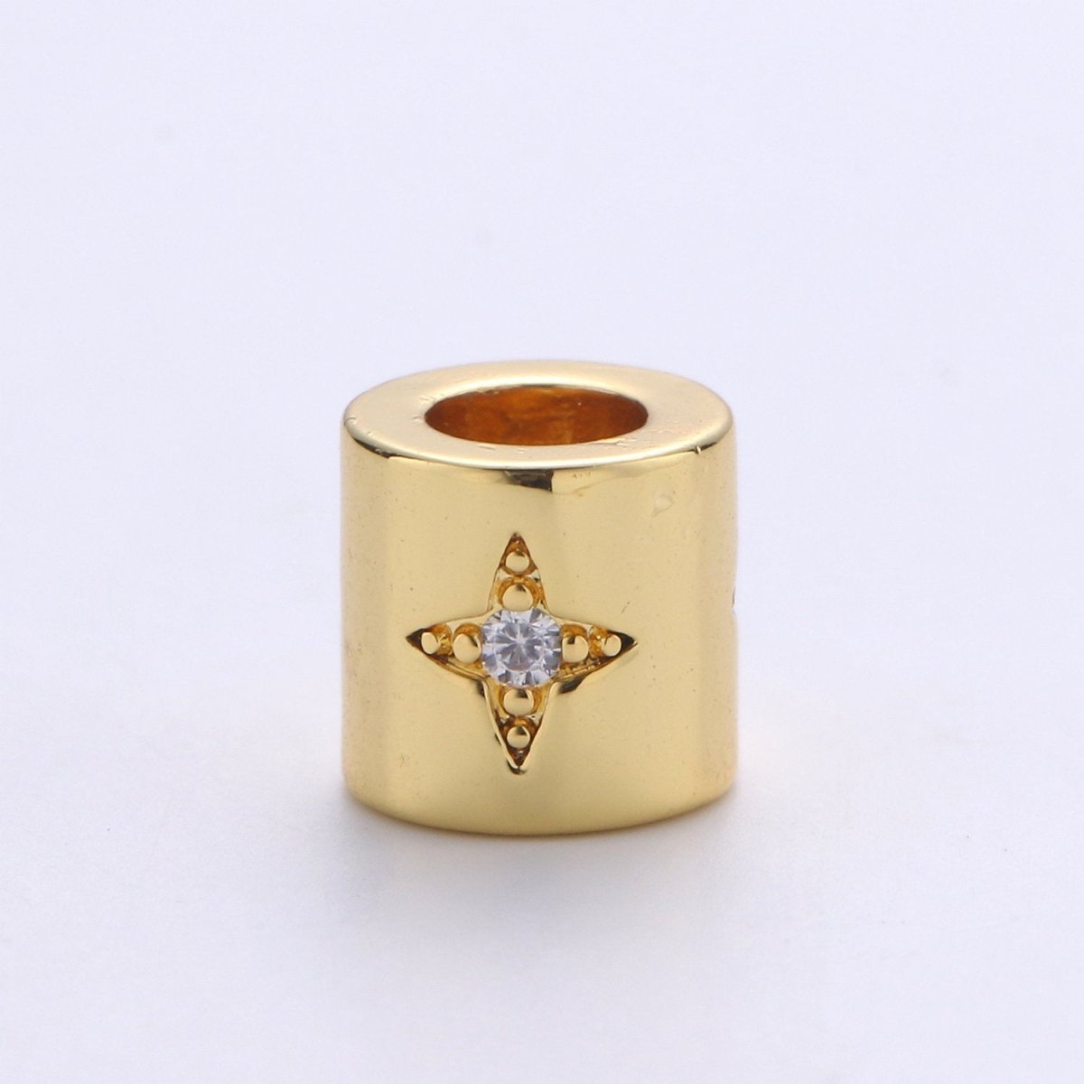 6mm Bead CZ Gold Filled Beads Celestial Beads Moon Sun Star Beads Micro Pave cylinder BeadsCharm for Bracelet Necklace Supply 4mm Hole B-270 B-271 B-272