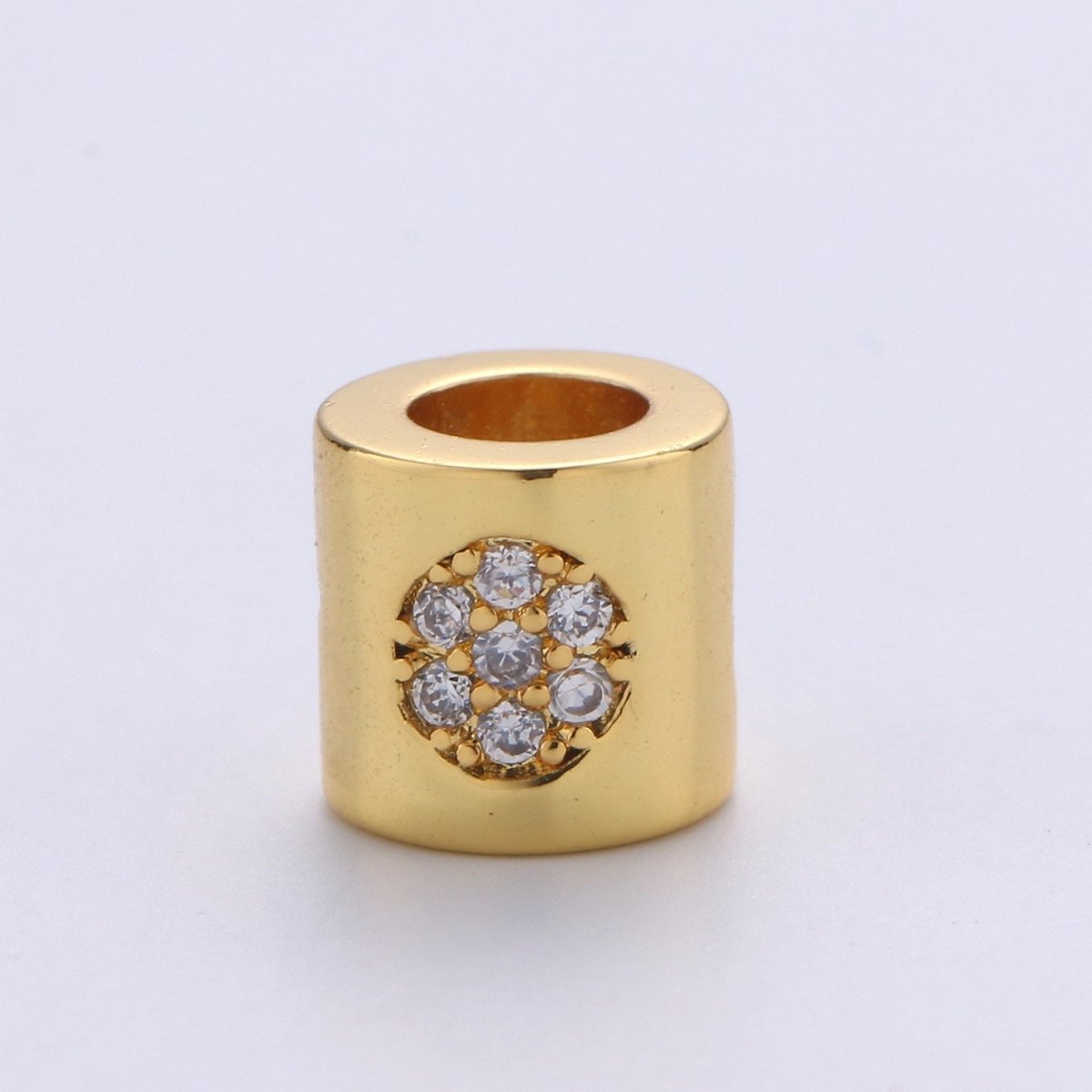6mm Bead CZ Gold Filled Beads Celestial Beads Moon Sun Star Beads Micro Pave cylinder BeadsCharm for Bracelet Necklace Supply 4mm Hole B-270 B-271 B-272