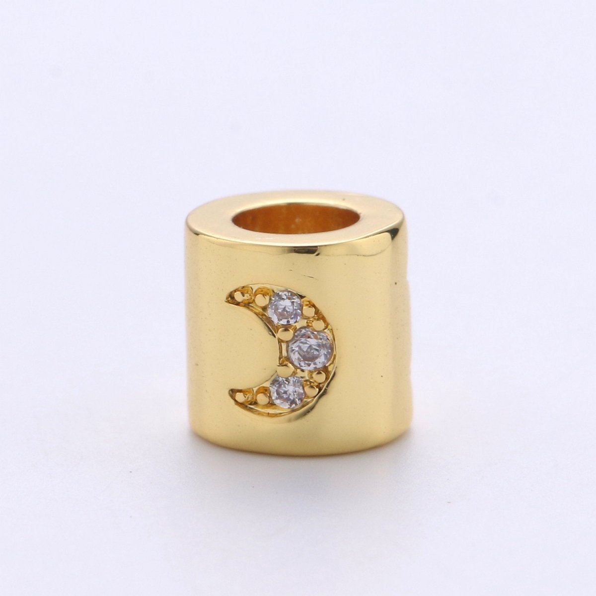 6mm Bead CZ Gold Filled Beads Celestial Beads Moon Sun Star Beads Micro Pave cylinder BeadsCharm for Bracelet Necklace Supply 4mm Hole B-270 B-271 B-272