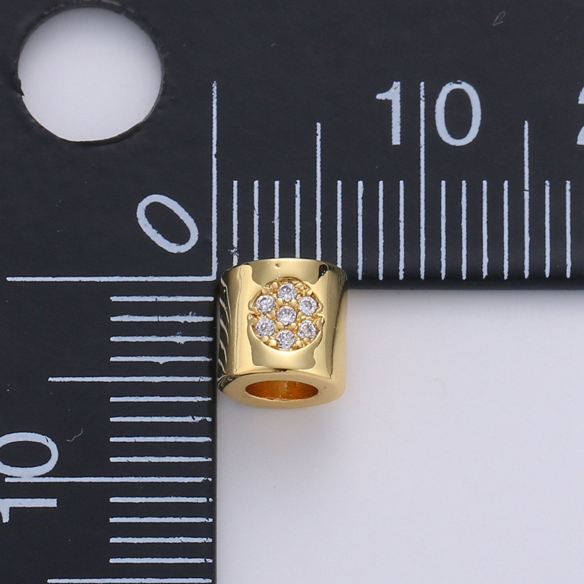 6mm Bead CZ Gold Filled Beads Celestial Beads Moon Sun Star Beads Micro Pave cylinder BeadsCharm for Bracelet Necklace Supply 4mm Hole B-270 B-271 B-272