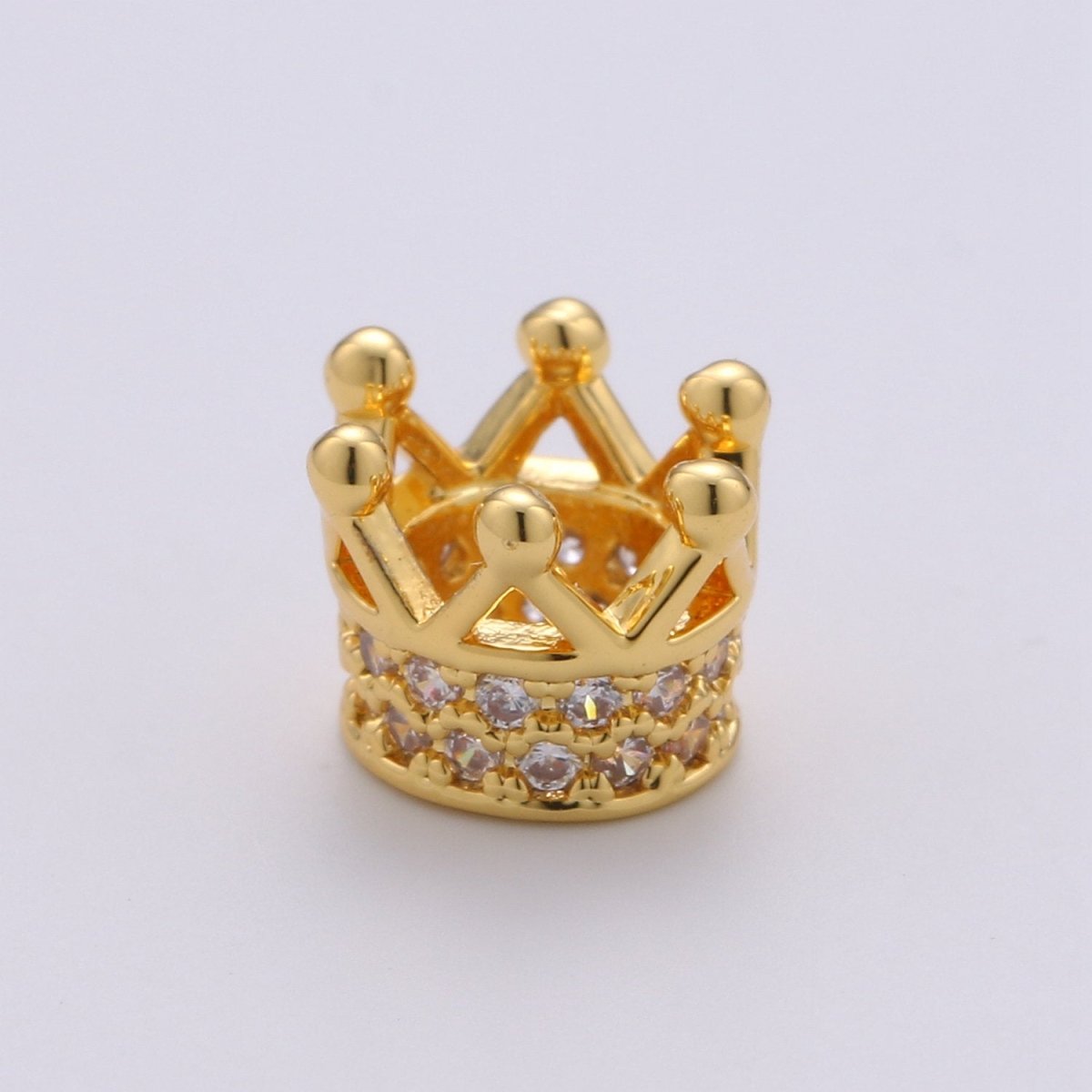 6MM Beads CZ Micro Crown Beads Large Hole Crown Spacer Beads, Cubic Zirconia Crown Beads, CZ Big Hole Crown Charm Bracelet B-299 - DLUXCA