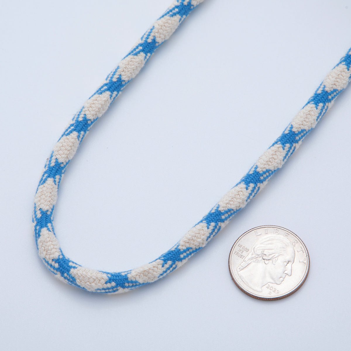 6mm Blue - Beige Braided Summer Sport Cord Necklace Bracelet Finding by Yard | Roll - 1642 - DLUXCA