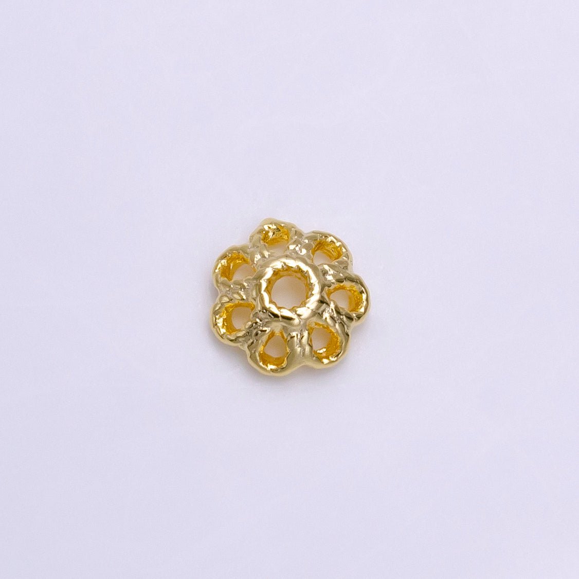 6mm Gold Filled Flower Bead Cap, Dainty Floral Bead Toppers, Bead Making Supply Z-919 - DLUXCA