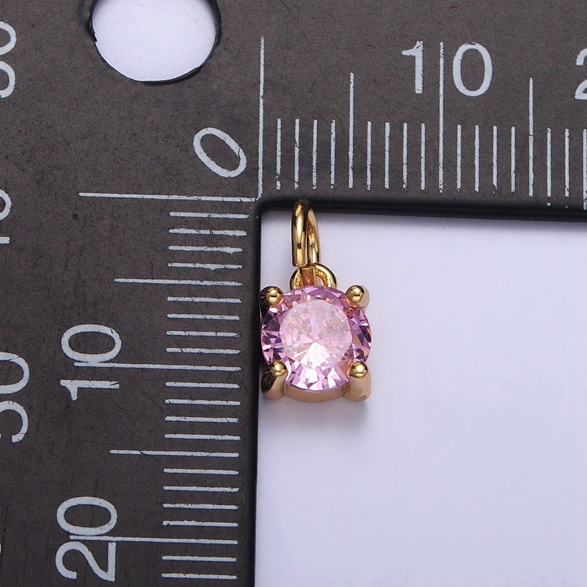6mm Mini Round Clear, Pink CZ Minimalist Add-On Charm in Gold & Silver | AC121 - AC122