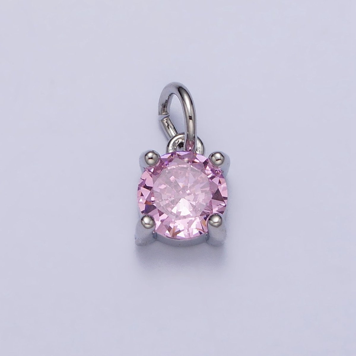 6mm Mini Round Clear, Pink CZ Minimalist Add-On Charm in Gold & Silver | AC121 - AC122