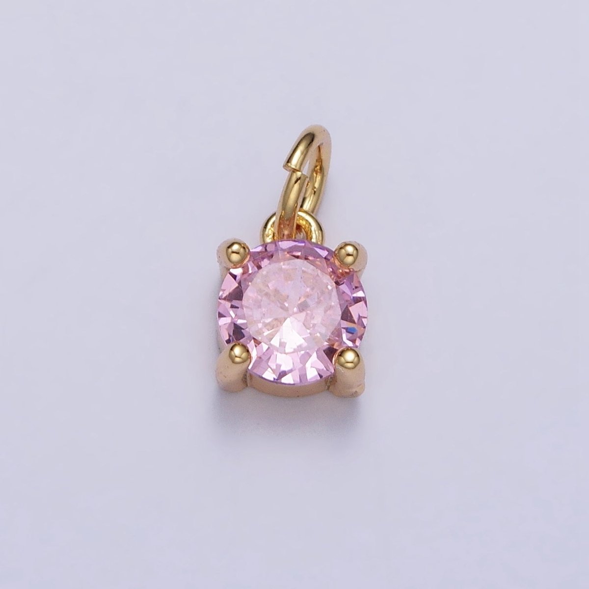 6mm Mini Round Clear, Pink CZ Minimalist Add-On Charm in Gold & Silver | AC121 - AC122