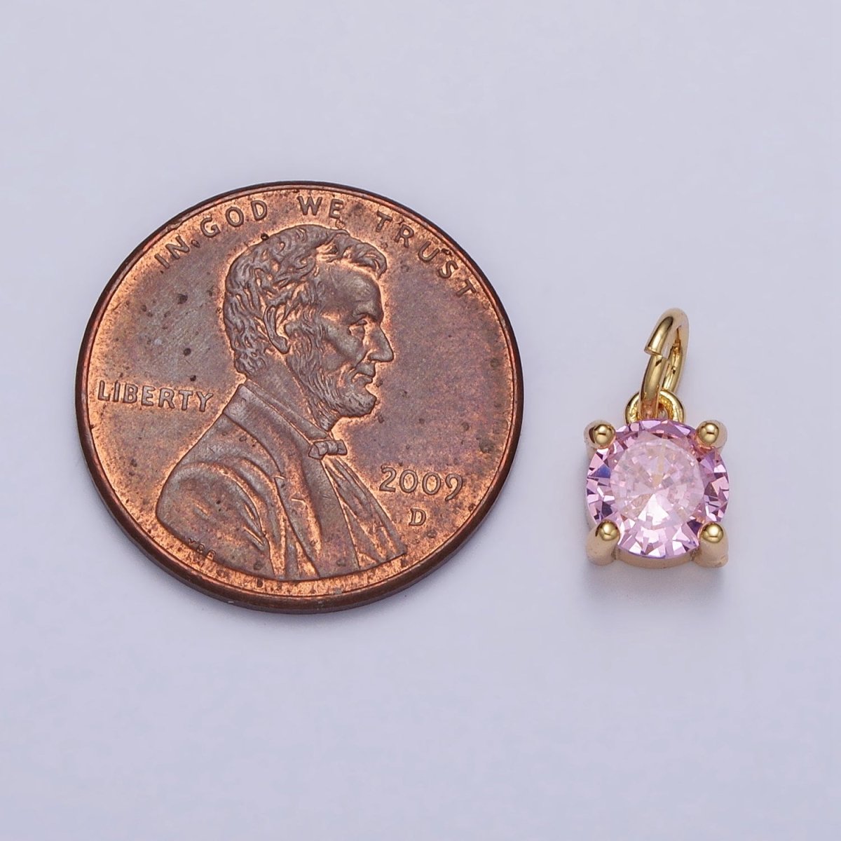 6mm Mini Round Clear, Pink CZ Minimalist Add-On Charm in Gold & Silver | AC121 - AC122