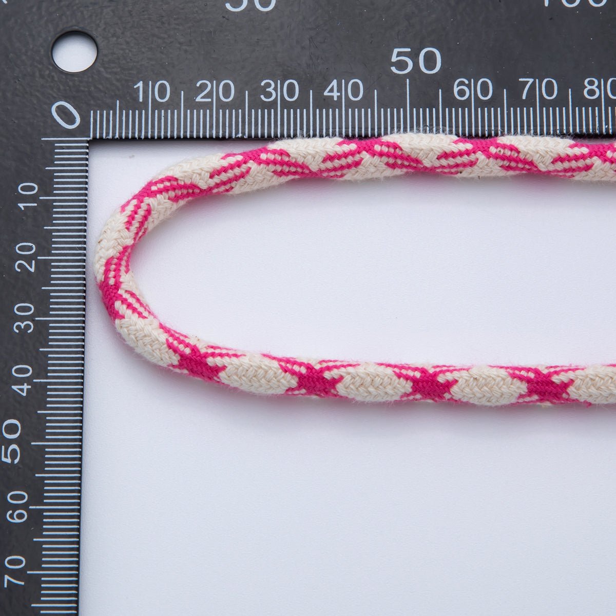 6mm Pink - Beige Braided Summer Sport Cord Necklace Bracelet Finding by Yard | Roll - 1645 - DLUXCA