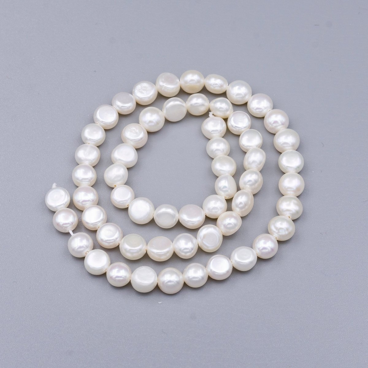 6mm Round Button Natural White Freshwater Pearl Strand Jewelry Making | WA-1655 Clearance Pricing