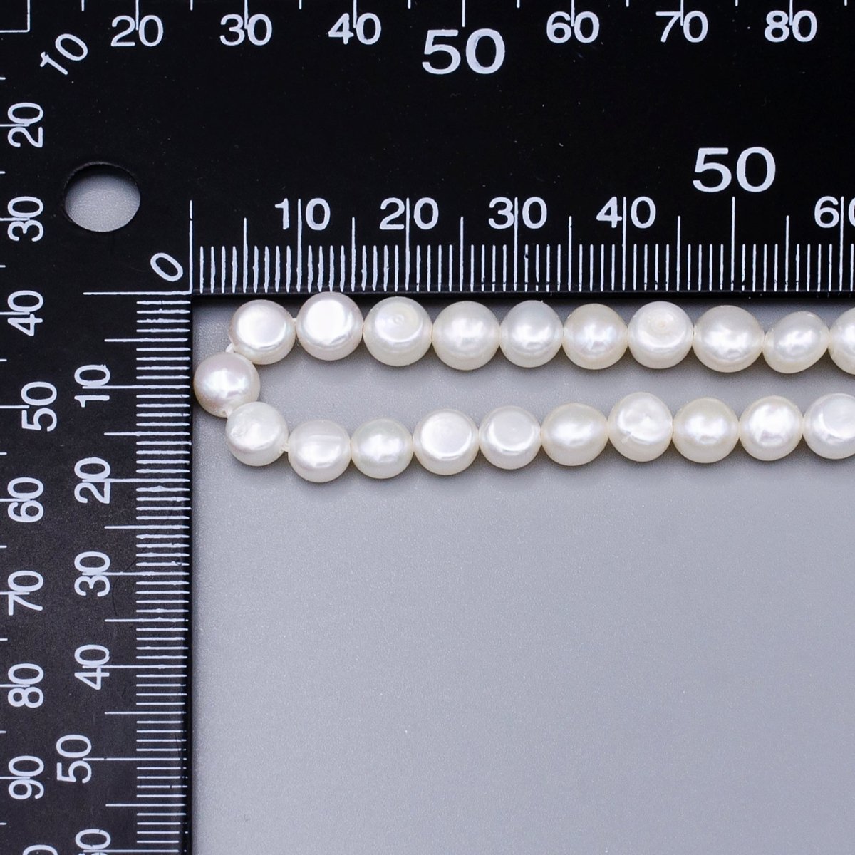 6mm Round Button Natural White Freshwater Pearl Strand Jewelry Making | WA-1655 Clearance Pricing