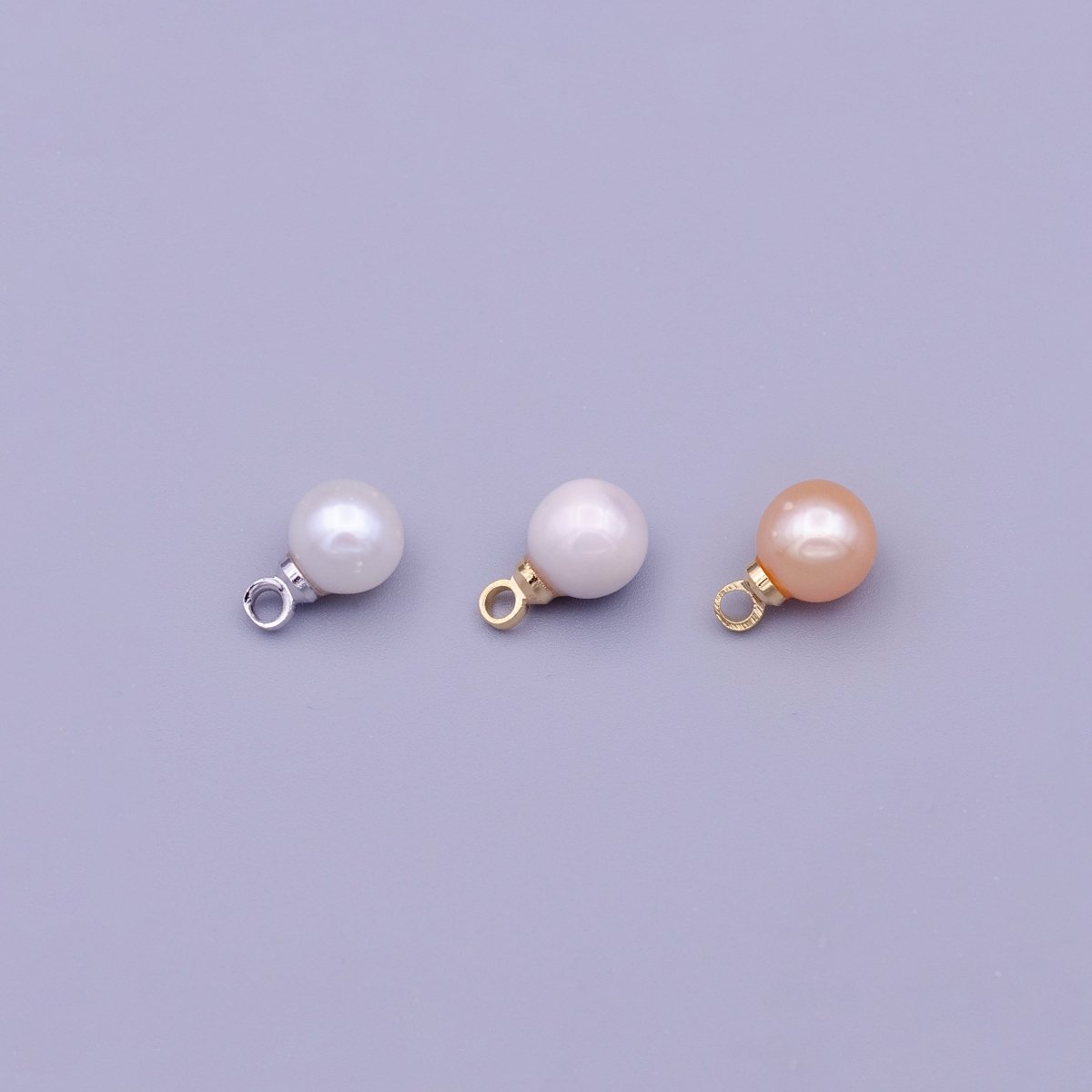 6mm Round White, Pink Pearl Add-On Charm in Gold & Silver | C-197 C-204 C-205