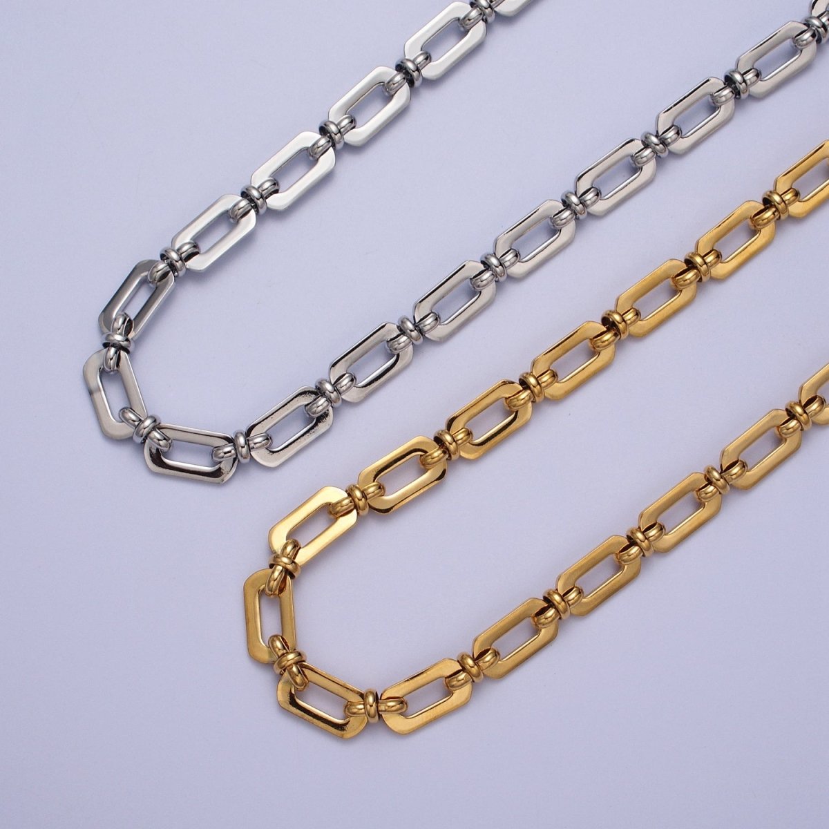 7.3mm Designed Chain, Paperclip & Figure Eight Unfinished Chain in Gold & Silver | ROLL-1000, ROLL-1001 Clearance Pricing