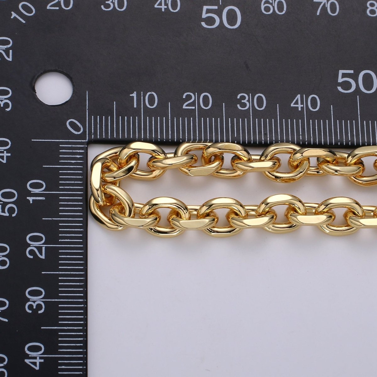 7.5X9mm 24K Gold Plated CABLE Chain Sold by Yard, Unfinished Chain For Necklace Bracelet Anklet Component Supply | ROLL-496