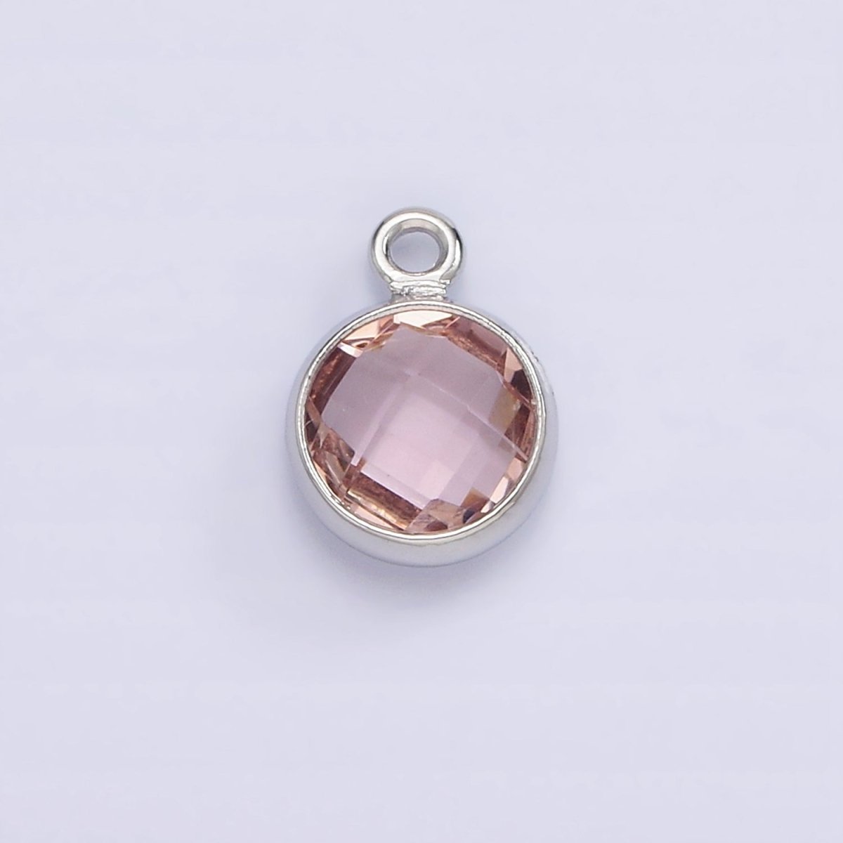 7mm CZ-Birthstone Charm Dainty Round Faceted CZ Birthstone Pendant, Personalized Jewelry N-1173 - N-1184