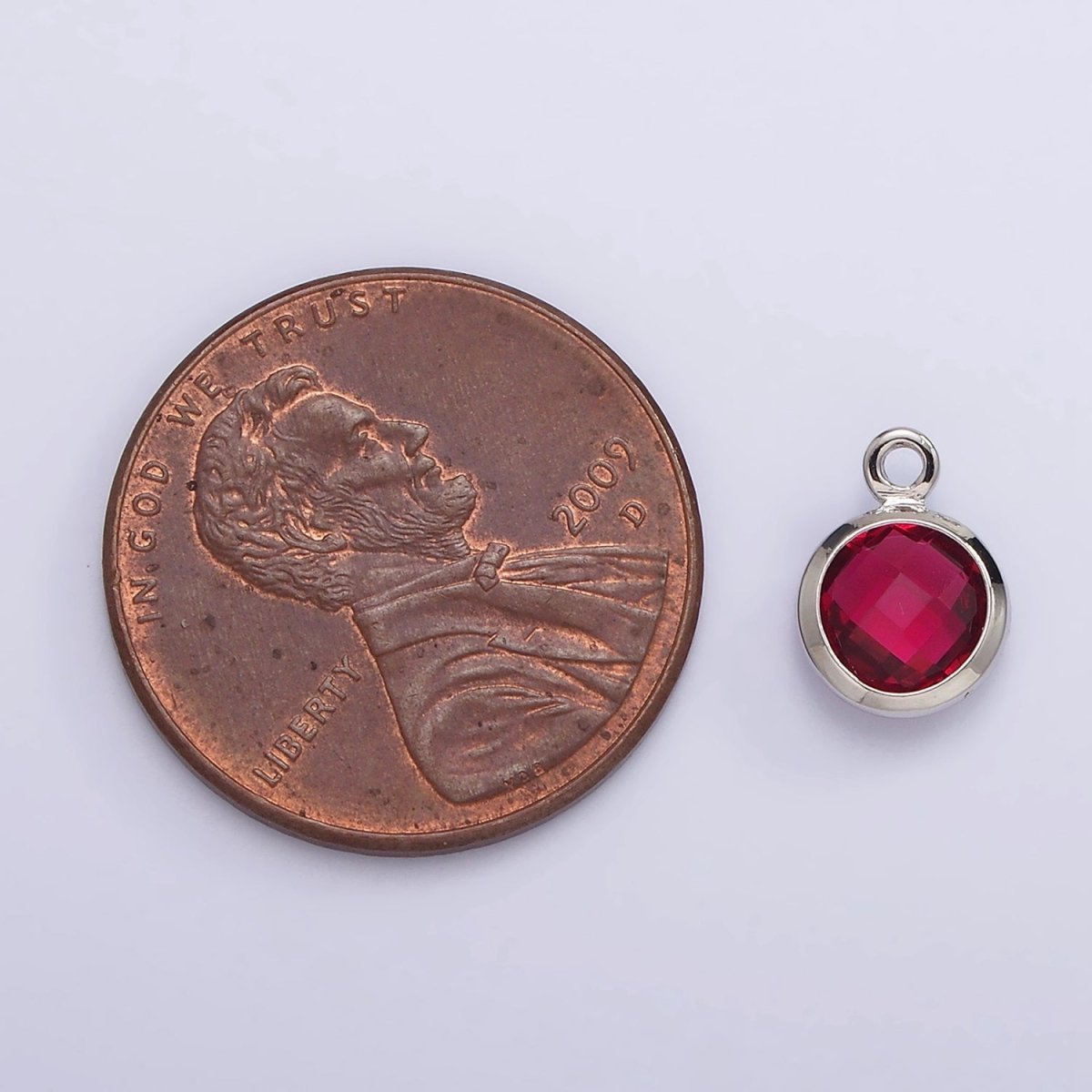 7mm CZ-Birthstone Charm Dainty Round Faceted CZ Birthstone Pendant, Personalized Jewelry N-1173 - N-1184