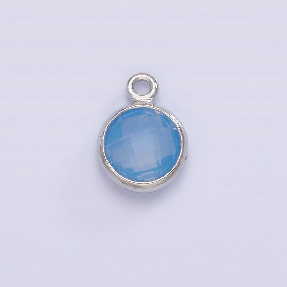 7mm CZ-Birthstone Charm Dainty Round Faceted CZ Birthstone Pendant, Personalized Jewelry N-1173 - N-1184